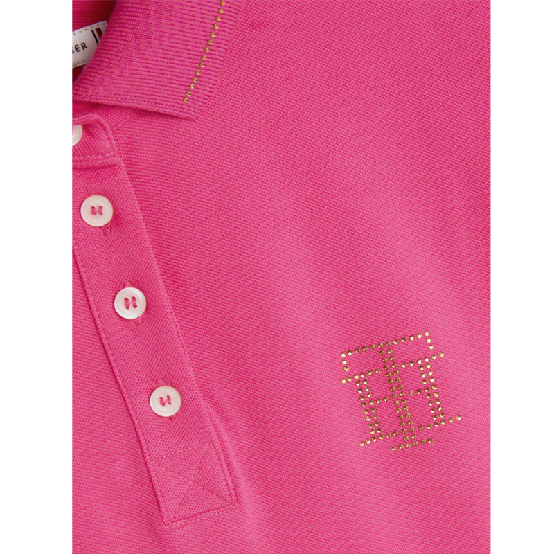 Tommy Hilfiger Ladies Rhinestone Polo Shirt - Hot Magenta-5